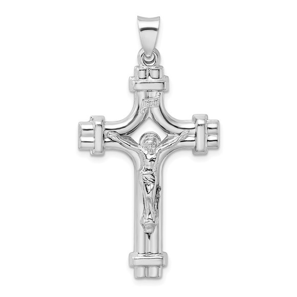 Million Charms 925 Sterling Silver Rhodium-plated Polished INRI Crucifix Pendant